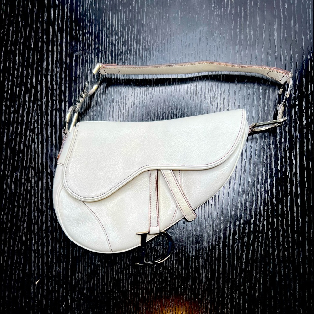 DIOR White Saddle Bag